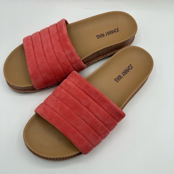 Johnny Was Solid Stitch Coral Pink, Sandal, Slides,Suede Like New, Size 8 - Picture 7 of 11